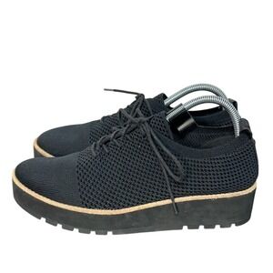 Eileen Fisher‎ Women's Eddy 2 Black Knit Padded Insole Oxfords Flats EUC Size 10
